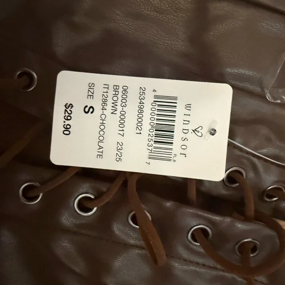 Windsor Brown Faux Leather Halter Top - Picture 3 of 3